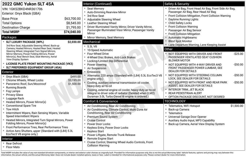 2022 GMC Yukon SLT