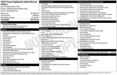 2023 Toyota Highlander Bronze Edition