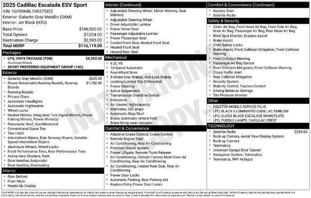 2025 Cadillac Escalade ESV 4WD Sport