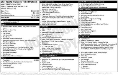 2021 Toyota Highlander Hybrid Platinum