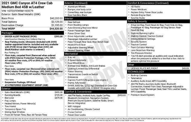 2021 GMC Canyon 4WD AT4 w/Leather