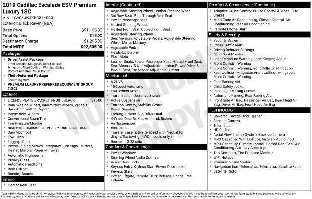 2019 Cadillac Escalade ESV Premium Luxury
