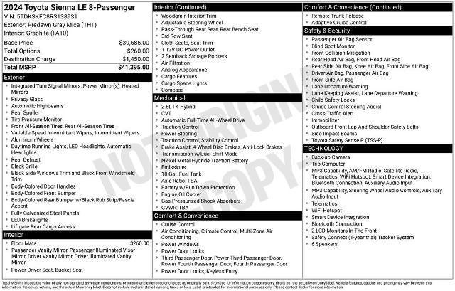 2024 Toyota Sienna LE