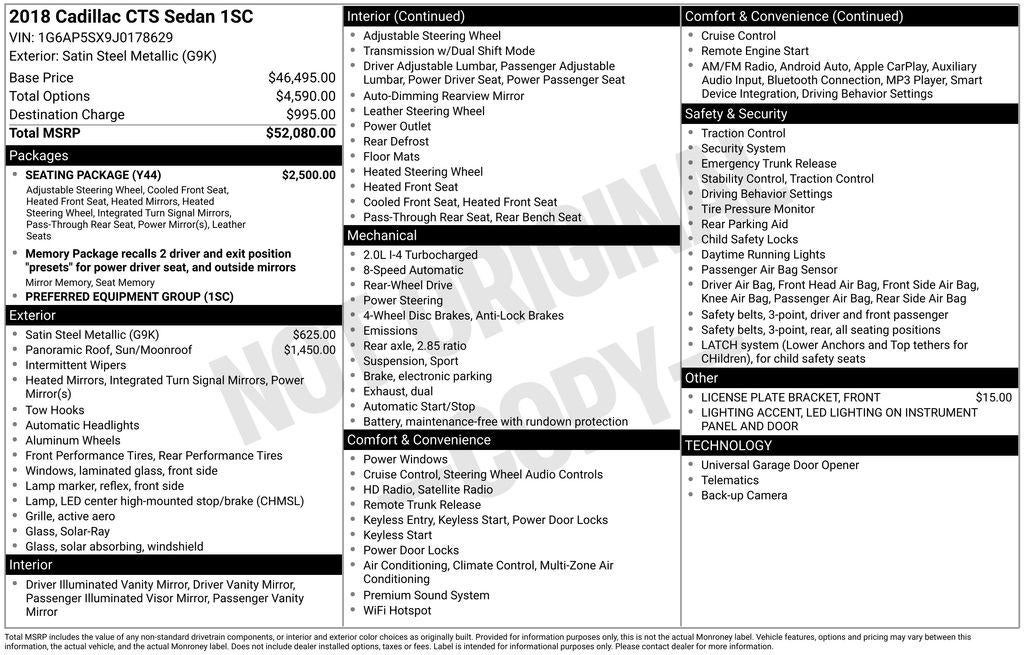 2018 Cadillac CTS 2.0L Turbo