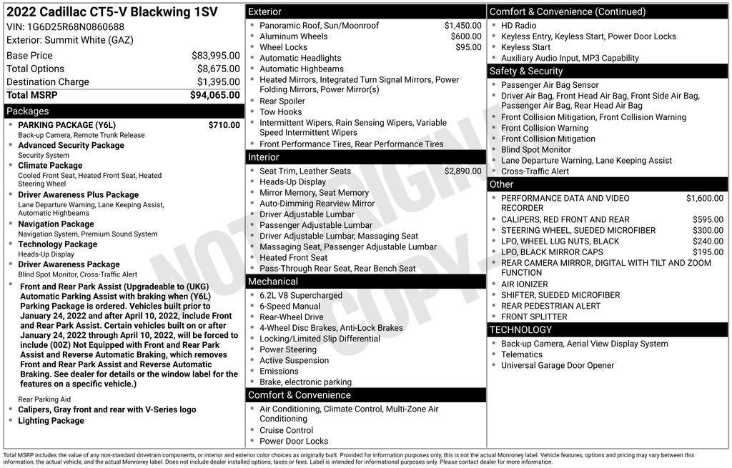 2022 Cadillac CT5-V V-Series Blackwing