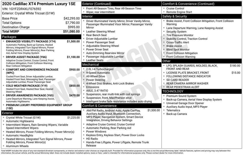 2020 Cadillac XT4 Premium Luxury