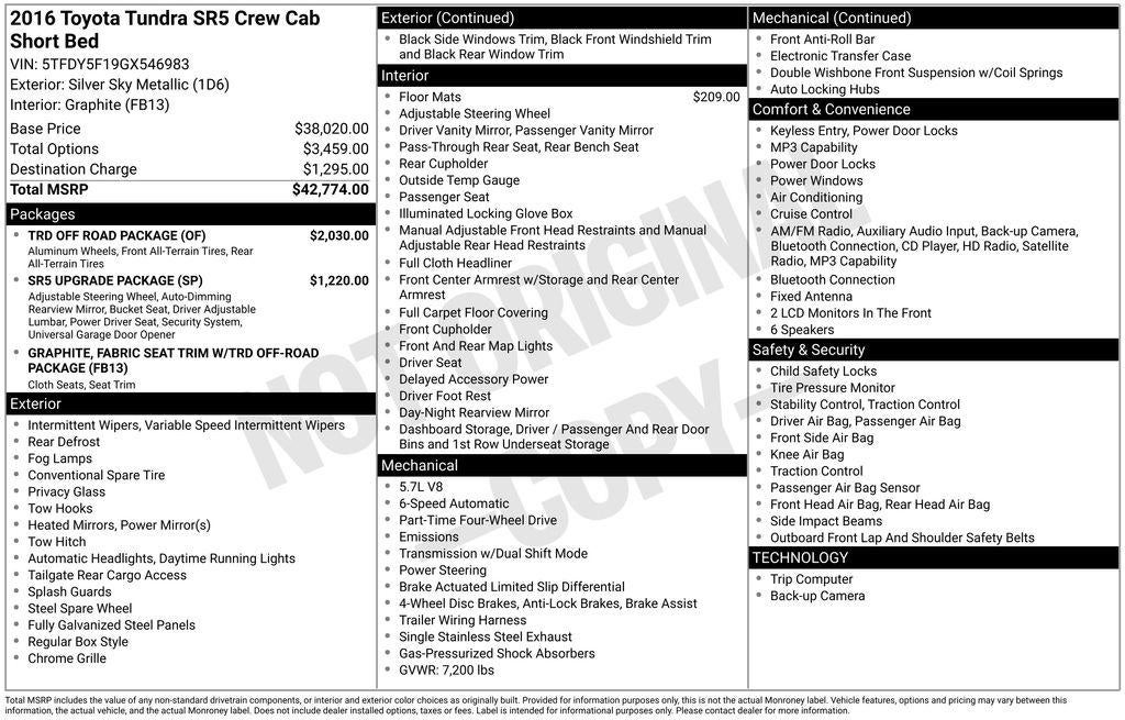 2016 Toyota Tundra 4WD Truck SR5