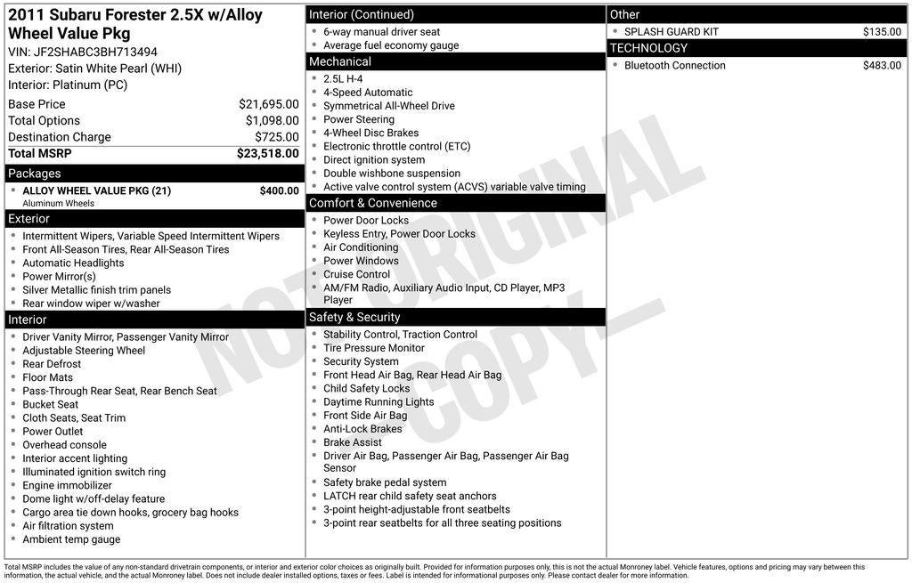 2011 Subaru Forester 2.5X