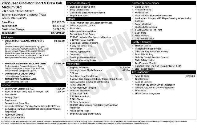 2022 Jeep Gladiator Sport