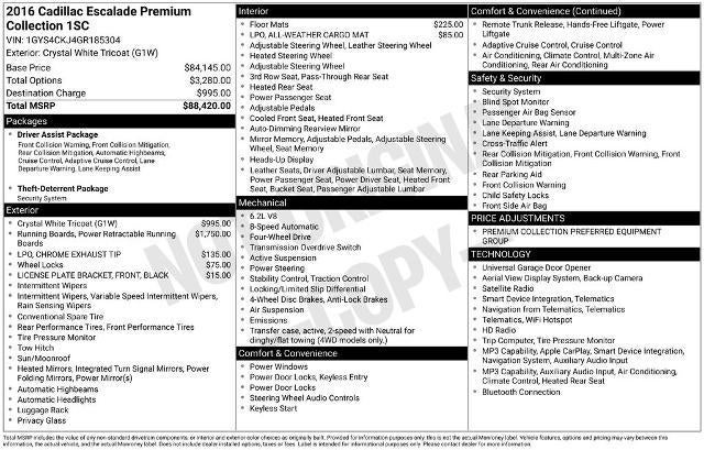 2016 Cadillac Escalade Premium Collection