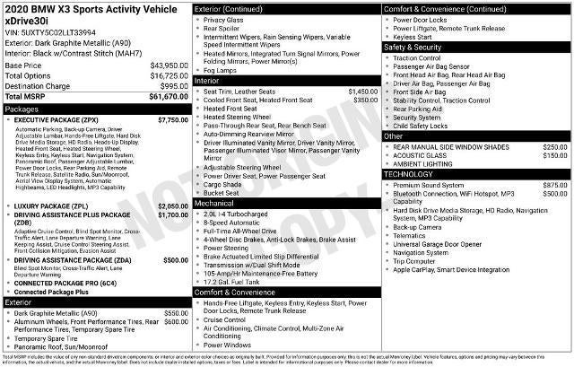2020 BMW X3 xDrive30i Sports Activity Vehicle