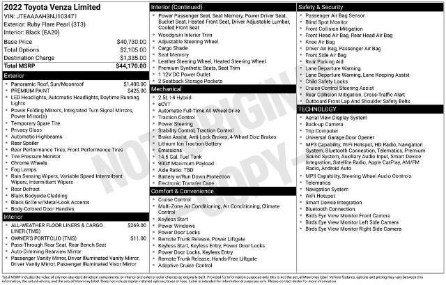 2022 Toyota Venza Limited