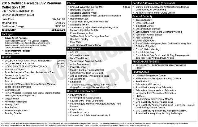 2016 Cadillac Escalade ESV Premium Collection