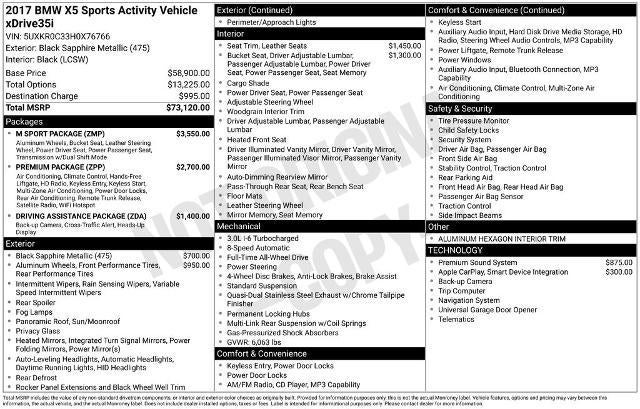 2017 BMW X5 xDrive35i Sports Activity Vehicle