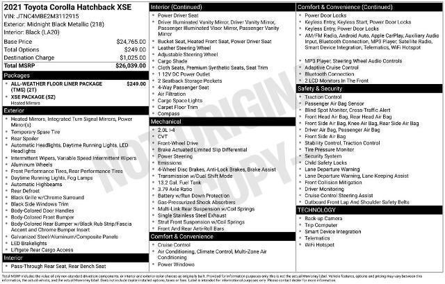 2021 Toyota Corolla Hatchback XSE