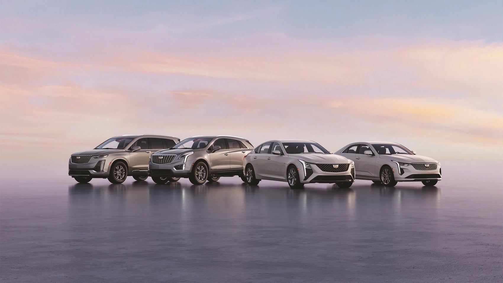 Gray Cadillac SUVs and Sedans